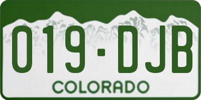 CO license plate 019DJB