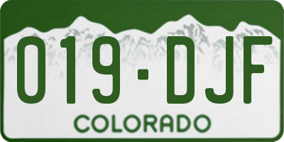 CO license plate 019DJF