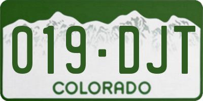 CO license plate 019DJT