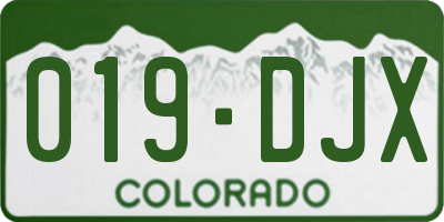 CO license plate 019DJX