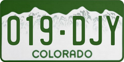 CO license plate 019DJY