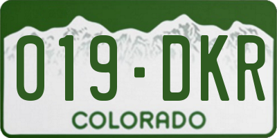CO license plate 019DKR