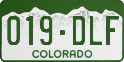 CO license plate 019DLF