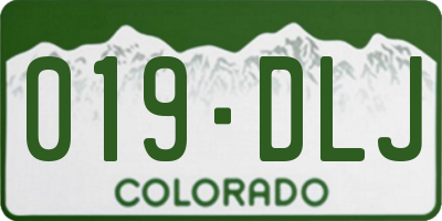 CO license plate 019DLJ