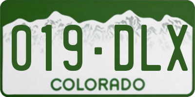 CO license plate 019DLX