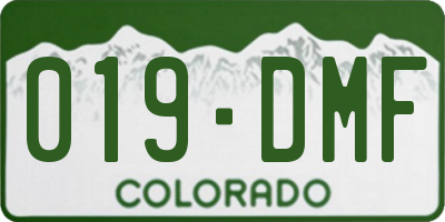 CO license plate 019DMF