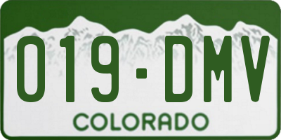 CO license plate 019DMV