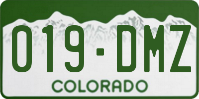 CO license plate 019DMZ