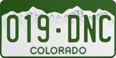 CO license plate 019DNC