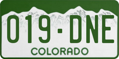 CO license plate 019DNE