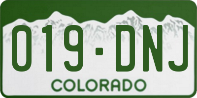 CO license plate 019DNJ