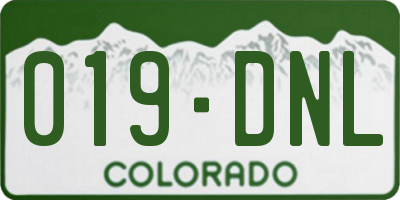 CO license plate 019DNL