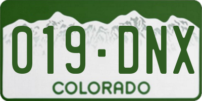 CO license plate 019DNX