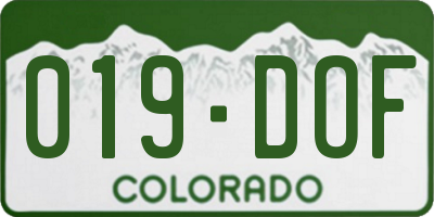 CO license plate 019DOF