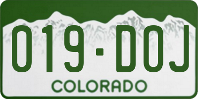 CO license plate 019DOJ