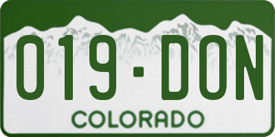 CO license plate 019DON