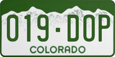 CO license plate 019DOP