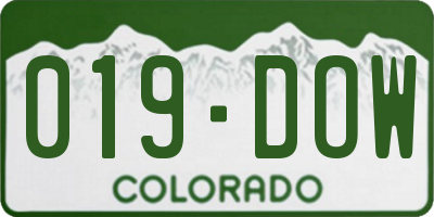 CO license plate 019DOW