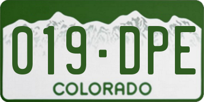 CO license plate 019DPE