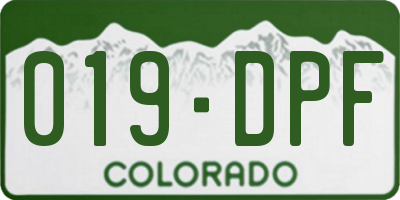 CO license plate 019DPF