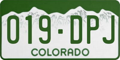 CO license plate 019DPJ