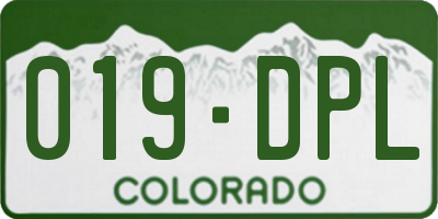 CO license plate 019DPL