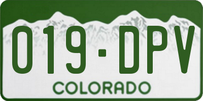 CO license plate 019DPV