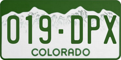 CO license plate 019DPX