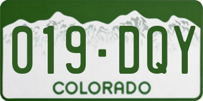 CO license plate 019DQY
