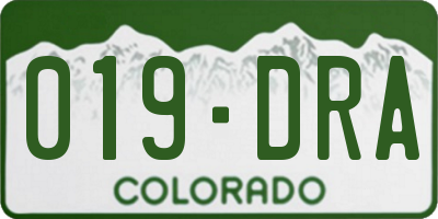CO license plate 019DRA