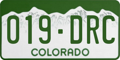 CO license plate 019DRC