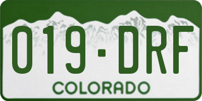 CO license plate 019DRF