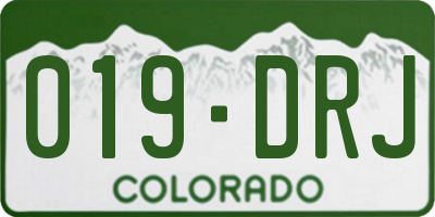 CO license plate 019DRJ