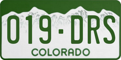 CO license plate 019DRS
