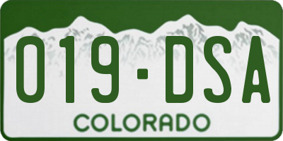 CO license plate 019DSA