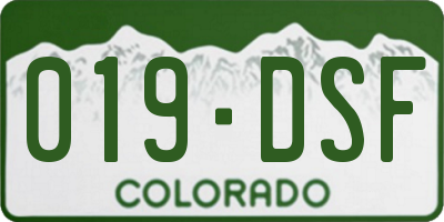 CO license plate 019DSF