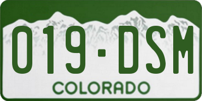 CO license plate 019DSM