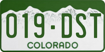 CO license plate 019DST