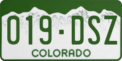 CO license plate 019DSZ
