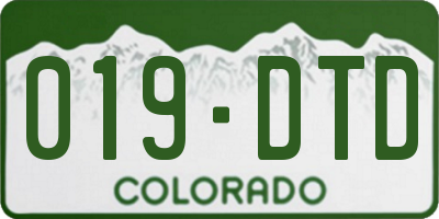 CO license plate 019DTD