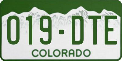 CO license plate 019DTE