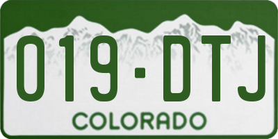 CO license plate 019DTJ