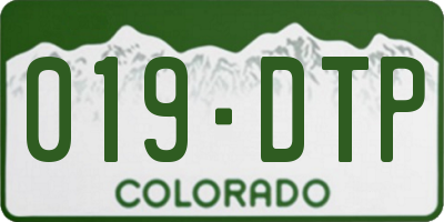 CO license plate 019DTP