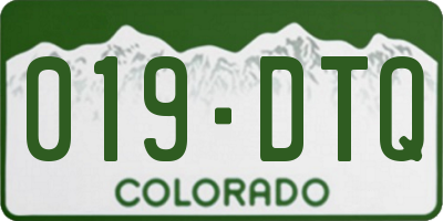 CO license plate 019DTQ