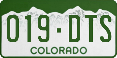 CO license plate 019DTS
