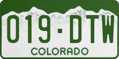 CO license plate 019DTW