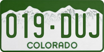 CO license plate 019DUJ