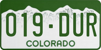 CO license plate 019DUR