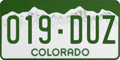 CO license plate 019DUZ