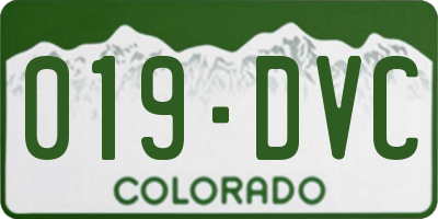 CO license plate 019DVC